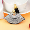 Wholesale Trendy Purple Lips Diamond Tassel Metal Keychain Bag Charm Resale Accessory