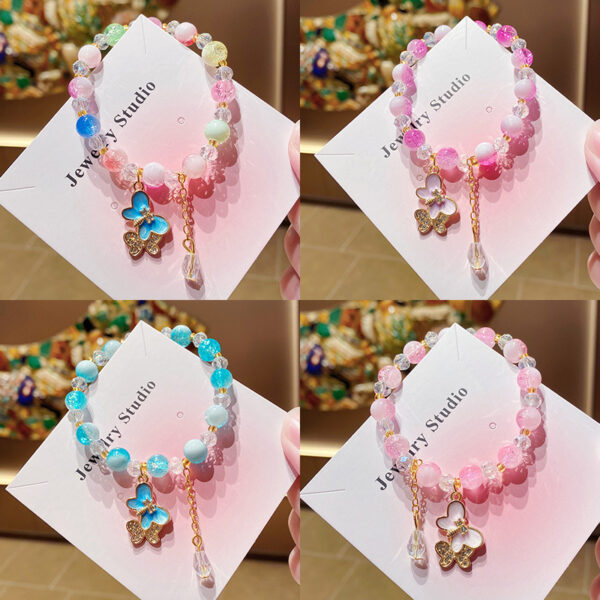 Wholesale Purple Floral Butterfly Bracelet Handmade Glass Bead Girls Travel Souvenir Boutique Resale
