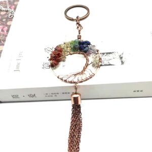 oly-e5dafd4eb007f24aa5d8d608a644c066 Wholesale Light Luxury Hand Wrapped Tree of Life Tassel Keychain Metal Bag Charm