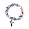 oly-e5dba3ddcd83444d7fe97dca406b2dd7 Wholesale Colorful Soft Clay Cross Rosary Beaded Bracelet Unisex Fashion Accessory Gift