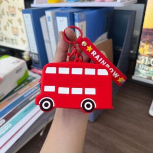 Coin purse - bus (leather cord) - scarlet red