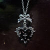 Wholesale Gothic Y2K Red Heart Thorn Pendant Necklace Ancient Silver Alloy Layering Jewelry Fashion Accessory for Party or Gift