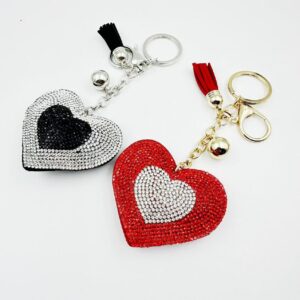 oly-e6407786af33d8dac1747b94ad2c994b Wholesale Two Color Heart Rhinestone Tassel Keychain Zinc Alloy Car Key Bag Charm