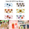 oly-e64629d3837d052c835a07e104f72ce4 Wholesale 5pcs Fairy Mushroom House Rainbow Sunflower Floral Water Splash Crystal Mixed Print 16oz Cup UV DTF Wraps