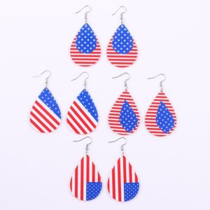 Wholesale Independence Day Acrylic Earrings Red White Blue Stars Stripes Cartoon Fashion Accessory