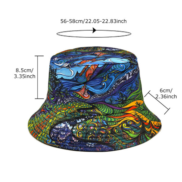 Wholesale Vintage Geometric Doodle Double Sided Bucket Hat Sun Protection Outdoor Hat