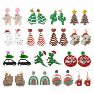 oly-e676975ee97410154de4e22ff0142ea6 Wholesale Acrylic Christmas Cartoon Earrings for Party Wear Jewelry Accessory