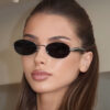 Wholesale Metal Oval Frame Sunglasses Black Grey UV400 Fashion Accessory