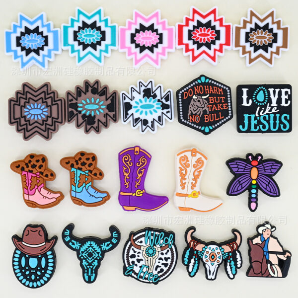 oly-e69a8f2a2f249eecfc825f3b81f1c8fb Wholesale Silicone Bead DIY Keychain Accessories Western Cowboy Theme Car Key Accessory