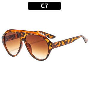 C7-leopard print frame gradient tea