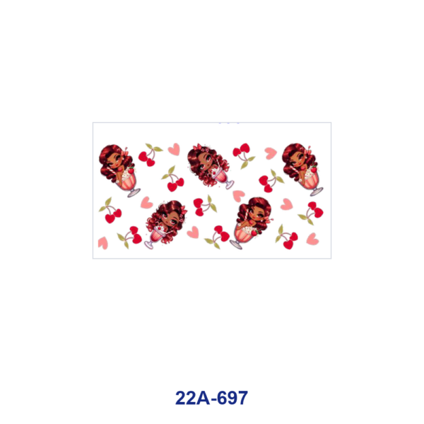 Wholesale 5pcs Dreamy Gothic Sweet Dual Style Cartoon Girl Cloud Macaron Cherry Candy Black Cat Owl Star Heart Mixed Decor Prints 16oz Cup UV DTF Wraps