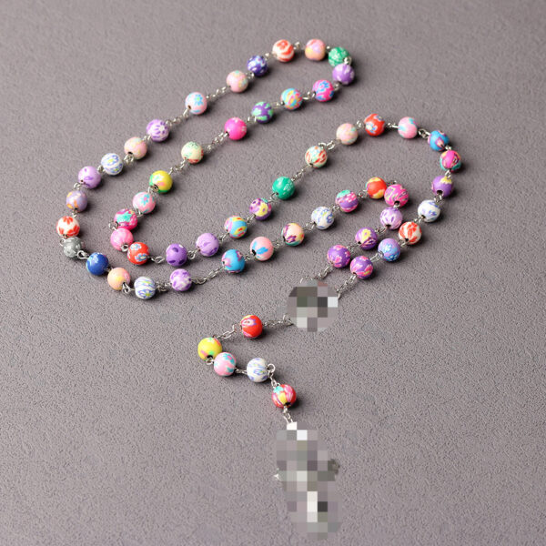 oly-e6f67682fc6535c9f6701d874ac9fe0a Wholesale Polymer Clay Cross Rosary Necklace Fashion Jewelry Accessory Gift