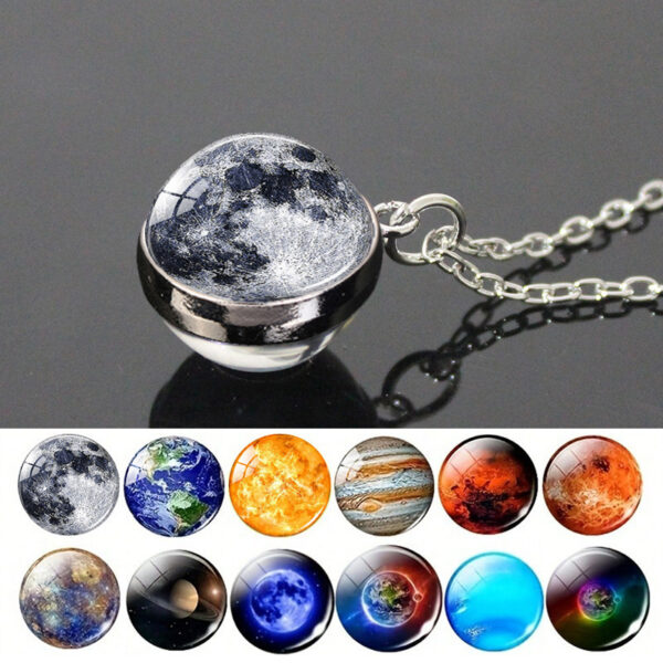 Wholesale Trendy Glass Pendant Necklace with Starry Sky Pattern Jewelry Accessory for Gift Boutique Resale