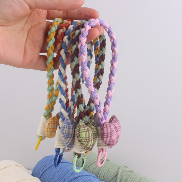 oly-e70471c297880356872ad9bfa010ac27 Wholesale Korean Style Heart Keychain Handmade Cotton Rope Pink Color Contrast for Party Gift Fashion Accessory