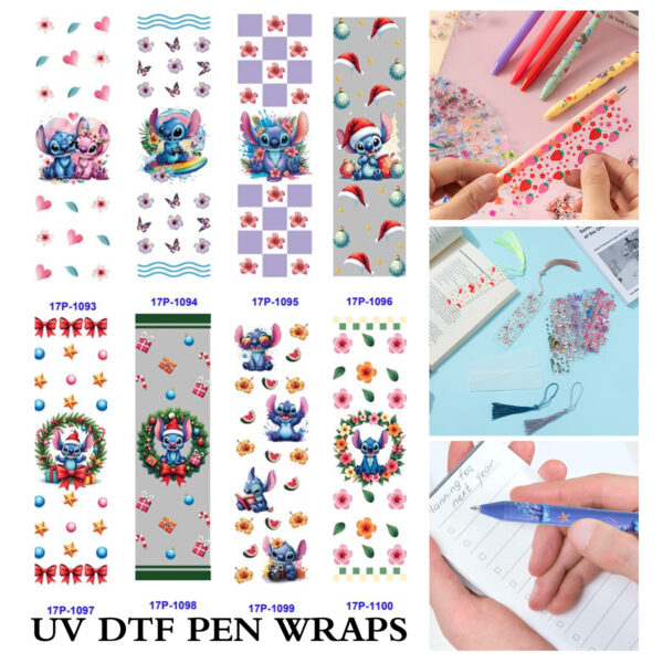 oly-e70f141a9fa015e01be70fe764cc30bd Wholesale 2/8/16pcs UV DTF Stickers Big Alien Ear Creature Floral Surfboard Holiday Patterns Pen and Bookmark Stickers OLY Exclusive