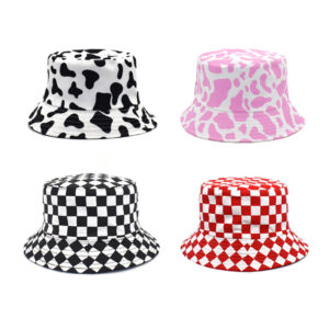 Wholesale Cotton Reversible Fisherman Hat Cow Print Unisex Summer Sun Hat