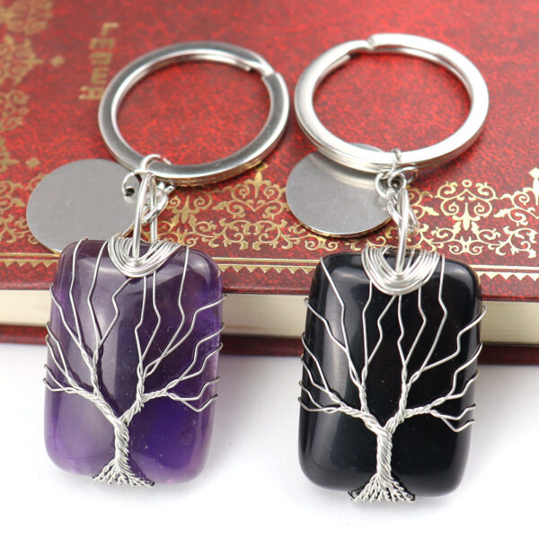 oly-e718c0e4400f279bc2e94ab3a8d95020 Wholesale Tree of Life Keychain Amethyst Crystal Metal Bag Charm Gift Accessory