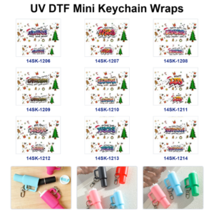 Wholesale 2/4/8pcs Graffiti Letter Christmas Winter Print Mini Cup Keychain Sticker
