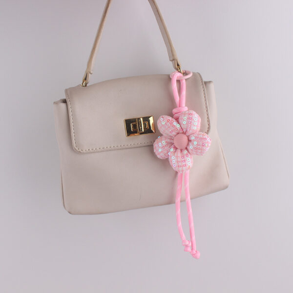 oly-e736b434ec6c4a4ce9ff5342982085e8 Wholesale Fabric Flower Bag Charm and Phone Lanyard Hand Knitted Sequined Accessory Trendy Gift for Resale