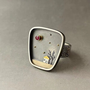 Wholesale Alloy Electroplated Geometric Tree Rhinestone Ring Trendy Boutique Resale Gift