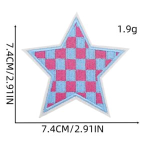 Plaid five-pointed star cloth sticker 1#