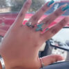 Wholesale Vintage Lightning Punk Ring Turquoise Bohemian Jewelry Accessory