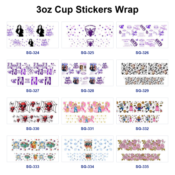 Wholesale 8pcs Funny Mismatch Cartoon 3oz Cup Stickers Wrap OLY Exclusive