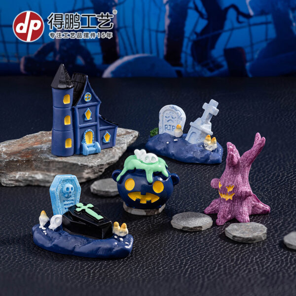 oly-e75720cf5b11f8b1c0f882362e6ca567 Wholesale Halloween Resin Micro Landscape Scary Tree Tombstone Skeleton Pumpkin Home Decor Accent
