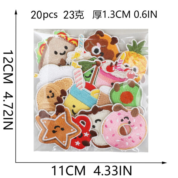 Wholesale Decorative Food Embroidery Patch Doughnut Croissant Design Polyester Thread Resale Craft Supply Gift