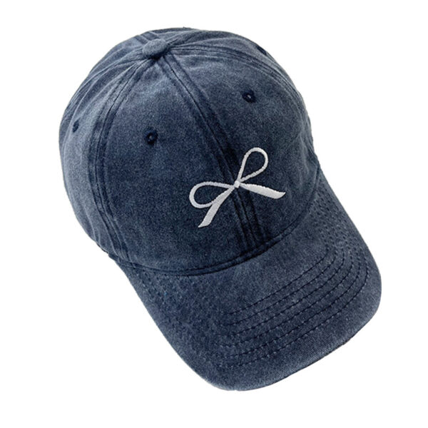 Wholesale Korean Designer Bow Embroidery Denim Baseball Cap Sun Protection Casual Wear