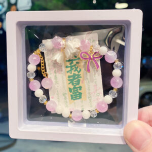 Purple lily of the valley flower bow bracelet (boxed with cardboard)