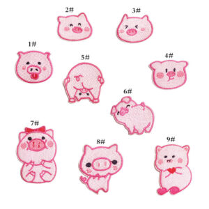 Cartoon Pig Combination Cloth Stickers 9 Pack