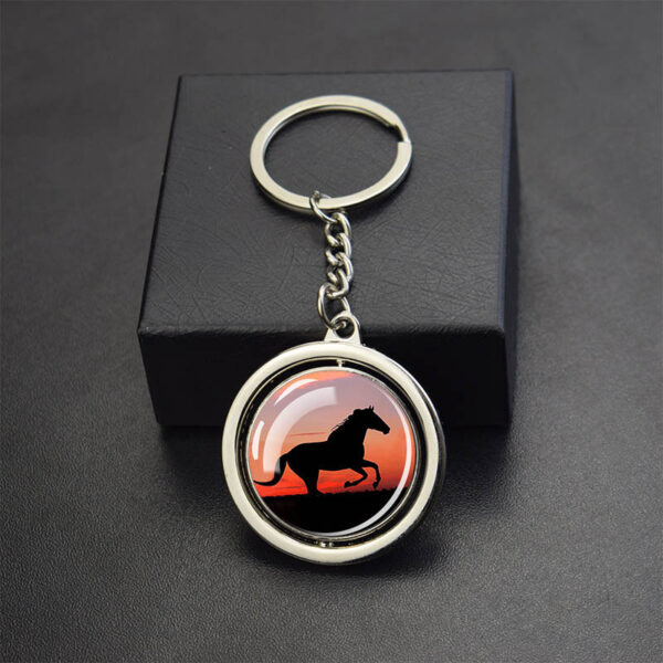 oly-e7b17bf490befed9eb261956a6e0eb03 Wholesale Metal Horse Keychain Stress Relief Rotating Key Ring Gift Boutique Resale Car Key Accessory