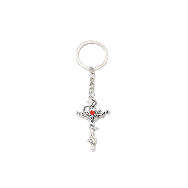 Wholesale Classical Red Cross Keychain Pendant with Ruby Accent Zinc Alloy Car Key Accessory OLY Exclusive