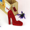 oly-e7e85241c1f88001ffe990cda60af912 Wholesale Stylish Flannel Rhinestone High Heel Keychain Car Key Accessory Gift