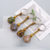 oly-e7f751a652e1cd19d11fab4b66fa0843 Wholesale Natural Amethyst Tiger Stone Keychain Adjustable Mesh Bag Charm Decorative Key Ring
