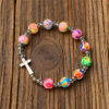 oly-e819d75def13c1f5a8fa63990e9c7f1d Wholesale Colorful 8mm Bead Cross Bracelet Elastic String Fashion Accessory for Gift