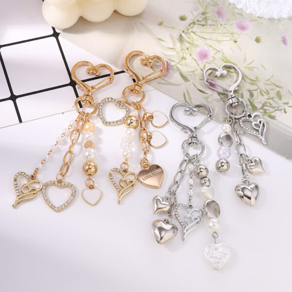 Wholesale Silver Pearl Heart Keychain Fashion Accessory Gift for Valentine's Day