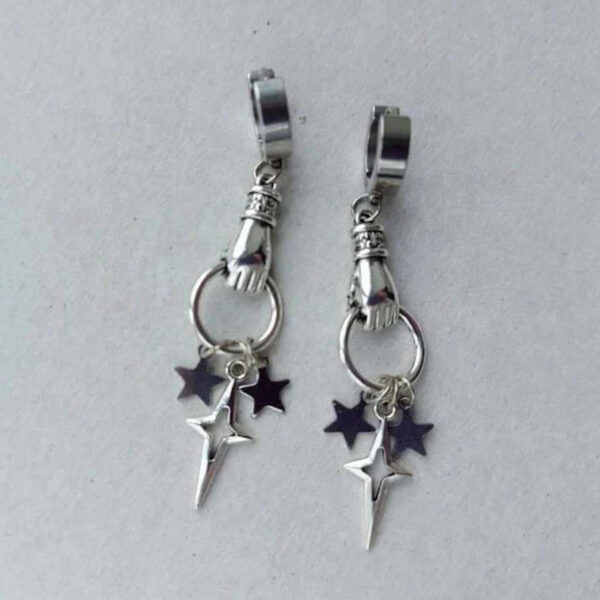 oly-e842a00015e03e31251af1386cfafd53 Wholesale Star Hoop Earrings Stainless Steel Gothic Punk Y2K Style Fashion Jewelry Accessory for Party Wear