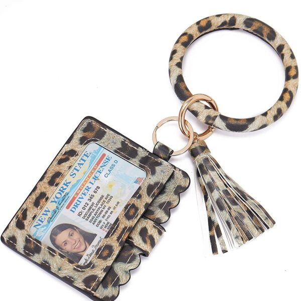 oly-e86b53328cb531226744ea59e1522e91 Wholesale PU Leopard Print Keychain Card Case Wallet with Tassel Stylish Boutique Gift