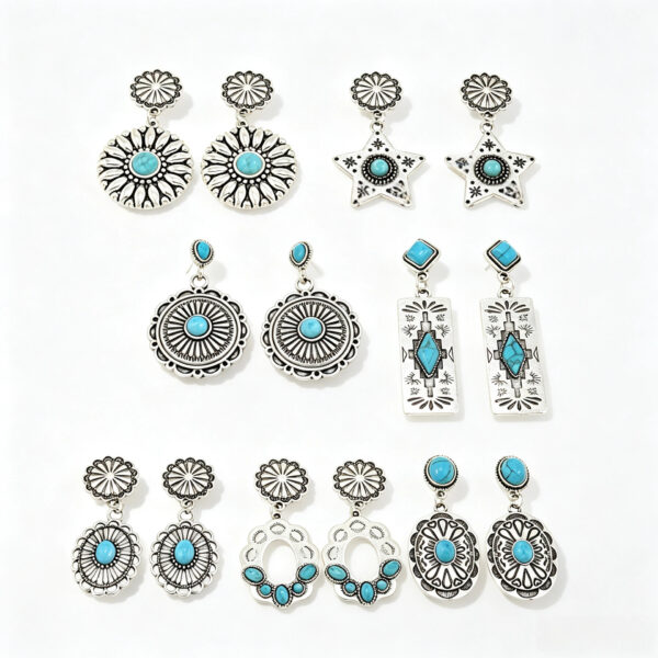 oly-e880297fc1790cbfa9c61bab14d972ee Wholesale Vintage Turquoise Bohemian Statement Earrings Gift Party Wear Jewelry Accessory