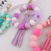 Wholesale Trendy Cross Silicone Bead Bracelet Keychain Pink Fashion Accessory Gift for Party