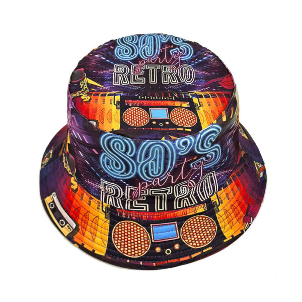 oly-e89f0f1fdab58e21a1c0df02de28686e Wholesale 80s Retro Colorful Letter Double Sided Bucket Hat Outdoor Sun Protection Fashion Accessory