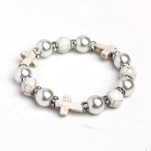 Wholesale Punk Cross Bracelet Pearl Turquoise Unisex Fashion Accessory Gift