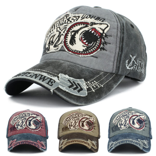 oly-e8b6c39f4621688e3b5e3b955edd62ea Wholesale Shark Embroidery Baseball Cap 3D Letter Cotton Hat Adjustable Fashion Accessory for Resale