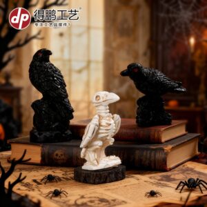 Wholesale Halloween Skull Crow Resin Statue Decorative Accent for Home Resale Gift