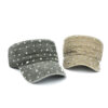 oly-e8fdcfbee33aac368940f4168bdc05f9 Wholesale Grey Flat Top Hat with Dot Rivets Adjustable Casual Cap for Outdoor Sun Protection