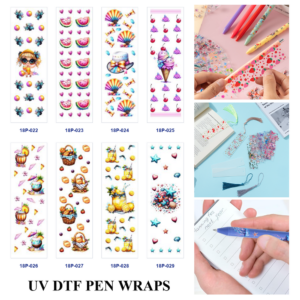 Wholesale 2/8/16pcs UV DTF Stickers Summer Tropical Fruit Ice Cream Seashell Cute Girl Patterns Pen and Bookmark Stickers