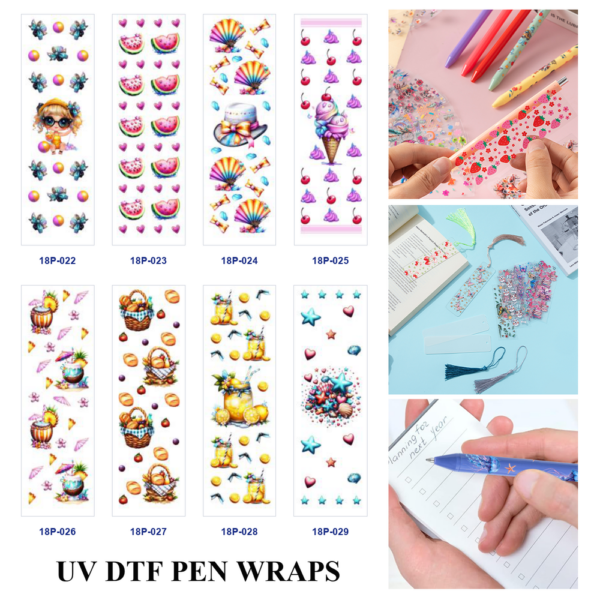oly-e92fd9f4391c9ee774e1ecac364489a9 Wholesale 2/8/16pcs UV DTF Stickers Summer Tropical Fruit Ice Cream Seashell Cute Girl Patterns Pen and Bookmark Stickers
