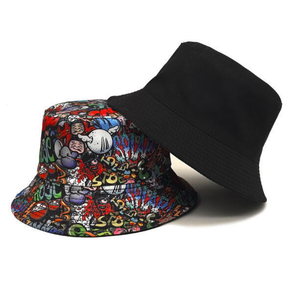 oly-e9427ba9f2a294c4f4b7e664959045f1 Wholesale Graffiti Print Double Sided Bucket Hat Sun Hat for Outdoor Travel Fashion Casual